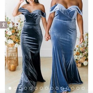 Revelry velvet bridesmaids dress